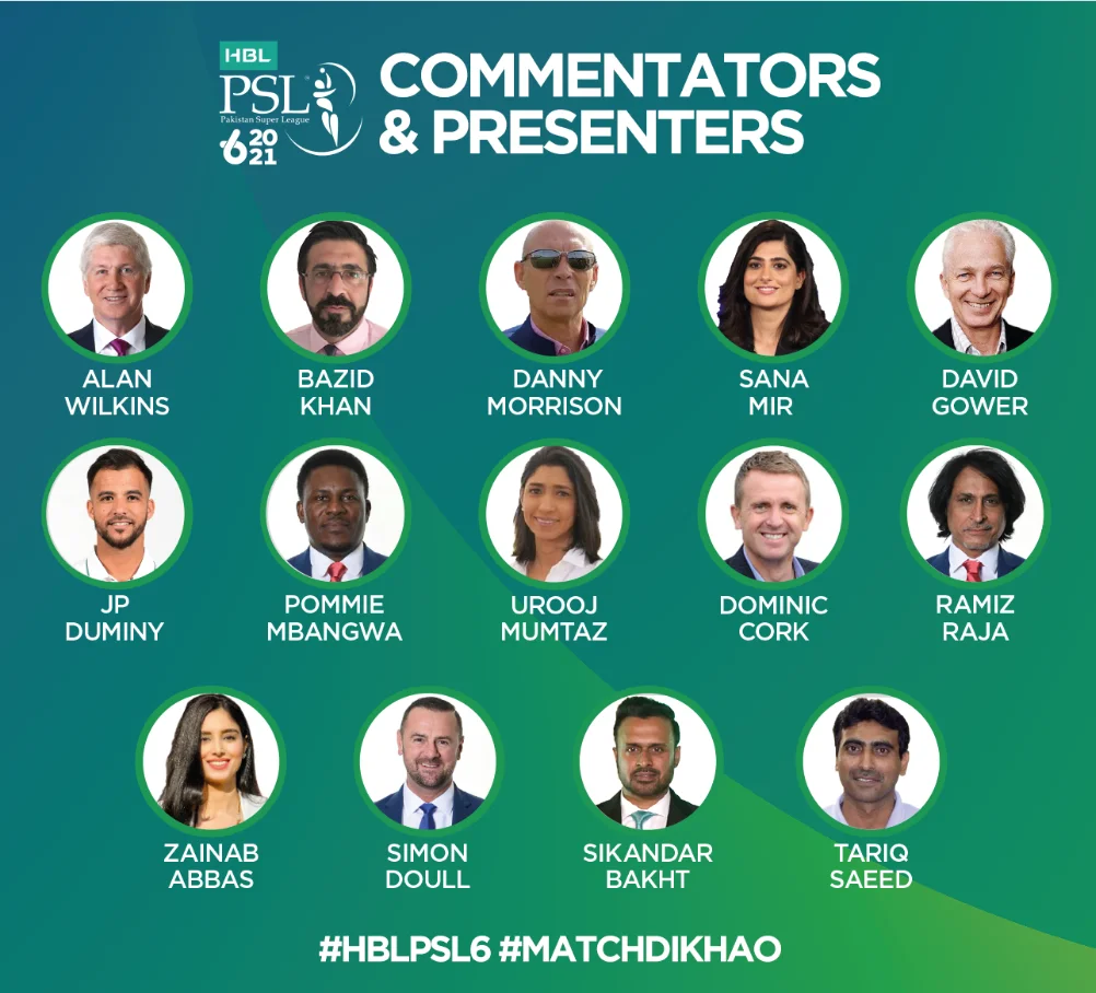 commentators and presenters for PSL 6